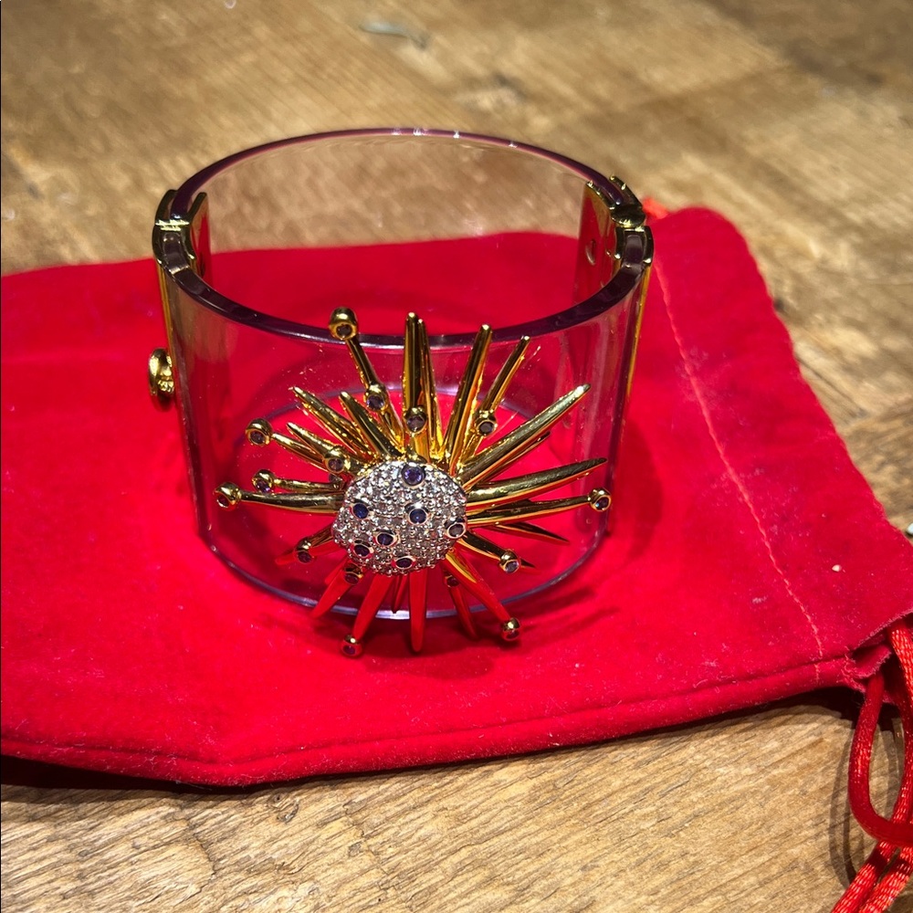 JCB Gold and Clear Sunburst Cuff Bracelet